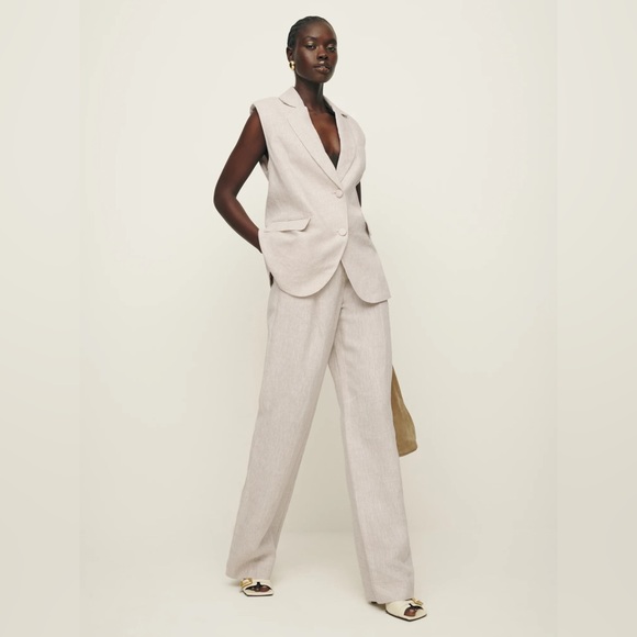 BNWOT Reformation Clark Linen Vest in Oatmeal XS - Picture 3 of 11